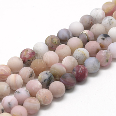Natural Pink Opal Beads Strands G-R446-6mm-38-1