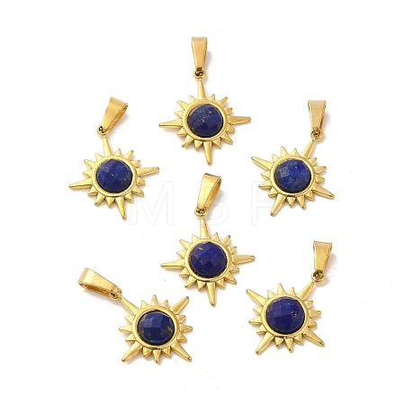 Natural Lapis Lazuli Faceted Sun Pendants STAS-P361-02G-01-1