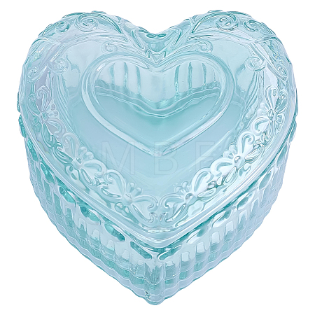 Embossed Heart Transparent Glass Jewelry Storage Boxes with Lid AJEW-HY0003-62A-1