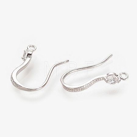 Brass Cubic Zirconia Earring Hooks X-KK-S336-43P-1
