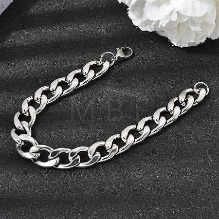 201 Stainless Steel Curb Chain Bracelets for Men STAS-T077-22B-03P-1