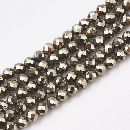 Natural Pyrite Beads Strands X-G-T107-10-1