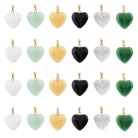24Pcs 6 Style Spray Painted Glass Pendants GLAA-HY0001-07-1