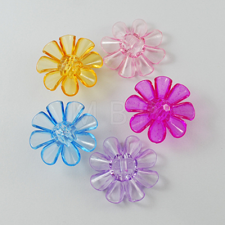 Garment Findings Transparent Acrylic Flower Sewing Shank Buttons TACR-R18-M-1