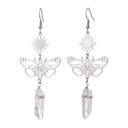 201 Stainless Steel Butterfly Dangel Earrings EJEW-JE05770-1