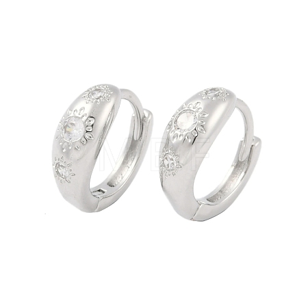 Rack Plating Brass Micro Pave Clear Cubic Zirconia Hoop Earrings KK-A224-21P-1