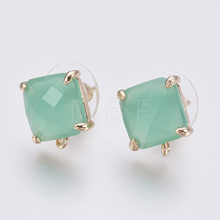 Faceted Glass Stud Earring Findings X-GLAA-F084-C08-1