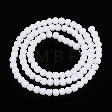 Frosted Opaque Glass Beads Strands GLAA-T032-P4mm-MBB02-1