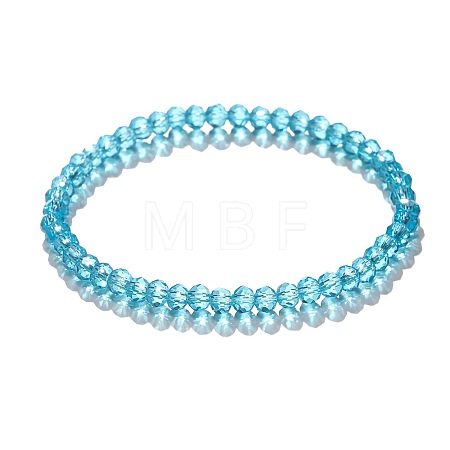 4mm Prism Faceted Rondelle Glass Beaded Stretch Bracelets for Women EH2213-9-1