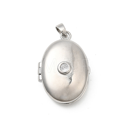 Brass Micro Pave Clear Cubic Zirconia Locket Pendants KK-L262-03P-1