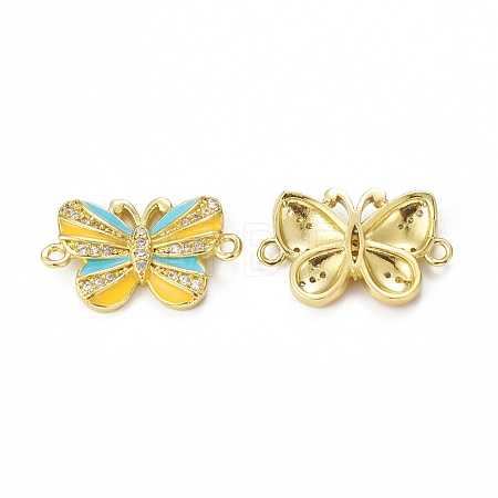 Brass Micro Pave Cubic Zirconia Connector Charms KK-E068-VB407-3-1