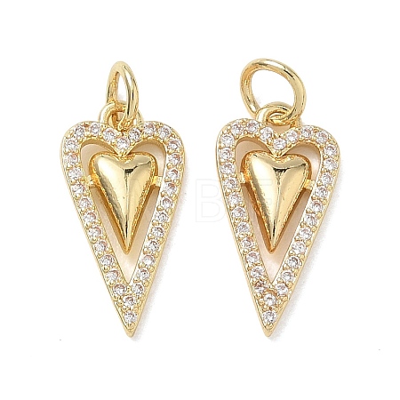 Brass Micro Pave Clear Cubic Zirconia Pendants KK-T085-16E-G-1