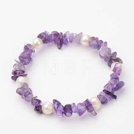Gemstone Chip Stretch Bracelets BJEW-JB01516-02-1