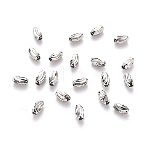 Non-Tarnish 201 Stainless Steel Corrugated Beads X-STAS-S103-16A-P-1