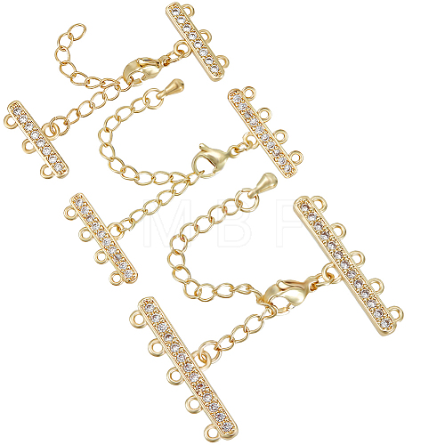 Beebeecraft 3 Sets 3 Style Brass Micro Pave Clear Cubic Zirconia Chain Extender KK-BBC0012-50-1