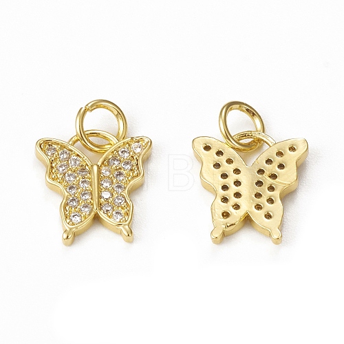 Brass Micro Pave Cubic Zirconia Charms KK-E068-VB026-1