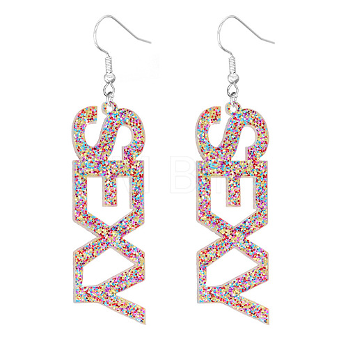 Bling Acrylic Word Sexy Dangle Earrings GIPO-PW0001-017P-1