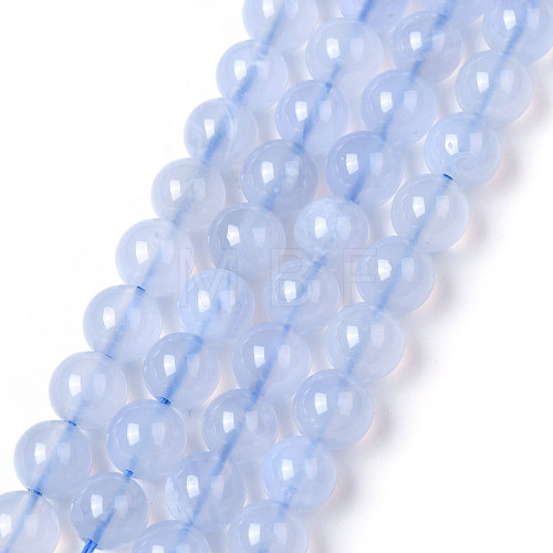 Grade A Natural Blue Agate Beads Strands G-F222-29-6mm-1-1