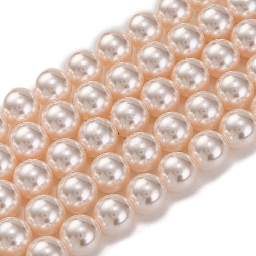 Baking Painted Pearlized Glass Pearl Round Bead Strands PEAR-H019-02C-01-1