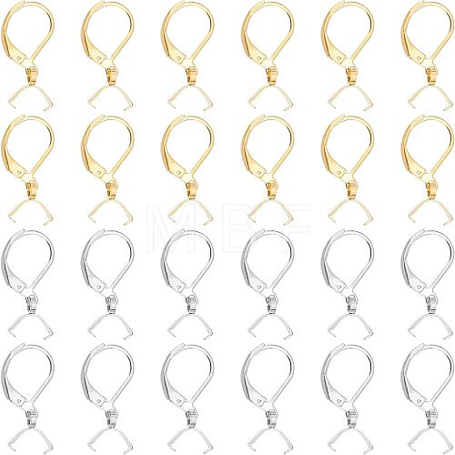 Unicraftale 40Pcs 2 Colors 304 Stainless Steel Leverback Earring Findings with Pendant Bails STAS-UN0038-64-1