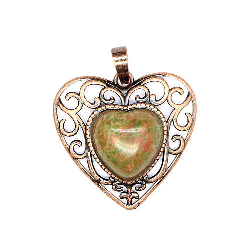 Retro Hollow Natural Unakite Pendants PW-WGAB5DC-18-1