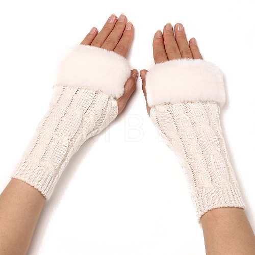 Acrylic Fibers Knitting Fingerless Gloves PW-WG53A2A-08-1