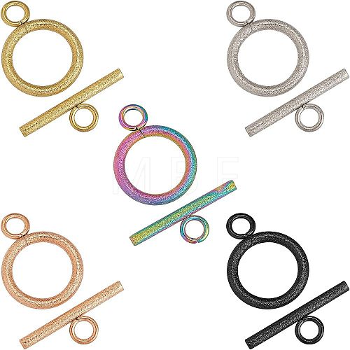 Unicraftale 20 Sets 5 Colors PVD Vacuum Plating 304 Stainless Steel Toggle Clasps STAS-UN0022-68-1