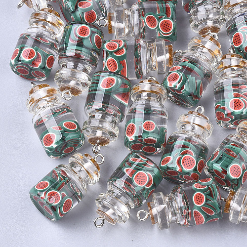 Glass Bottle Pendants GLAA-T001-04F-1