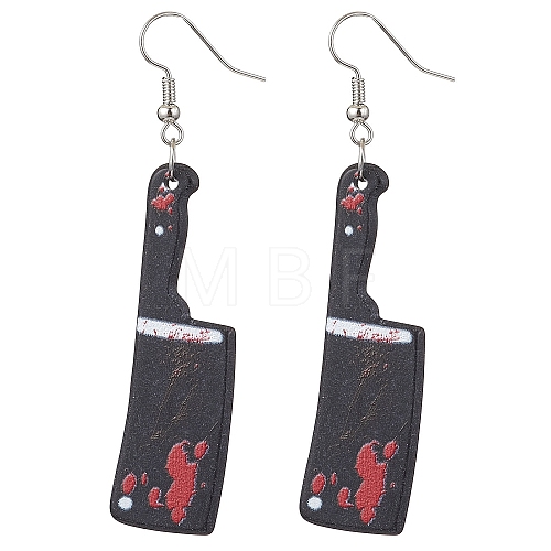 Hallowmas Printed Acrylic Dangle Earrings EJEW-JE06124-03-1