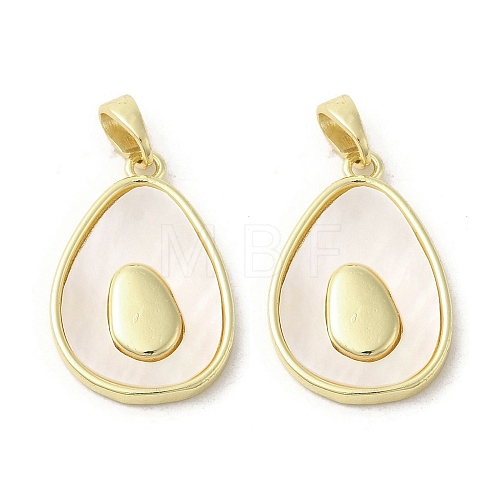 Brass Pave Shell Pendants KK-I708-08A-G-1