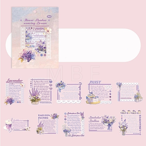 20 Sheets Paper PET Stickers Dreamy Flower Shadow Series PW-WG1A115-04-1