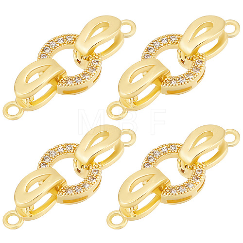 6 Sets Brass Micro Pave Clear Cubic Zirconia Fold Over Clasps KK-BBC0005-73-1