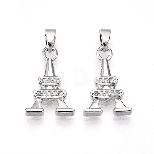 Brass Micro Pave Cubic Zirconia Pendants KK-T070-89P-1