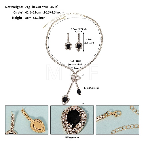 Rhinestone Studs Earrings & Necklaces Set PW-WGC8652-02-1