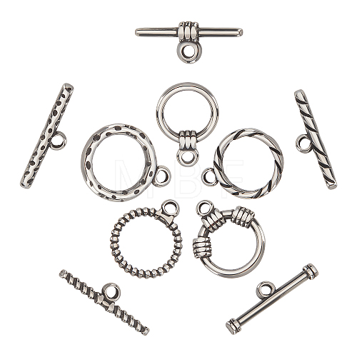 5 Sets 5 Style  304 Stainless Steel Toggle Clasps STAS-DC0008-15-1
