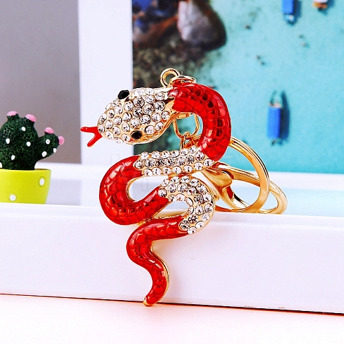 Snake Alloy Rhinestone Keychain PW-WG4B4AA-03-1