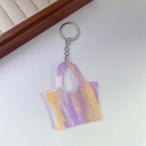 Marble Pattern Bag Acrylic Pendant Keychains PW-WGF4BEB-03-1