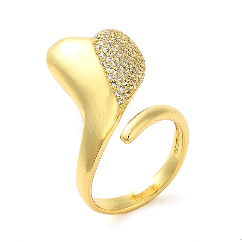 Brass Micro Pave Cubic Zirconia Cuff Rings RJEW-P102-06G-1