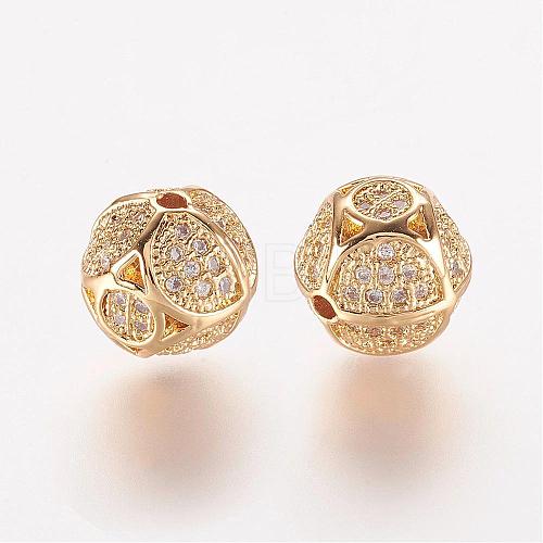 Brass Micro Pave Cubic Zirconia Beads ZIRC-K063-33G-1