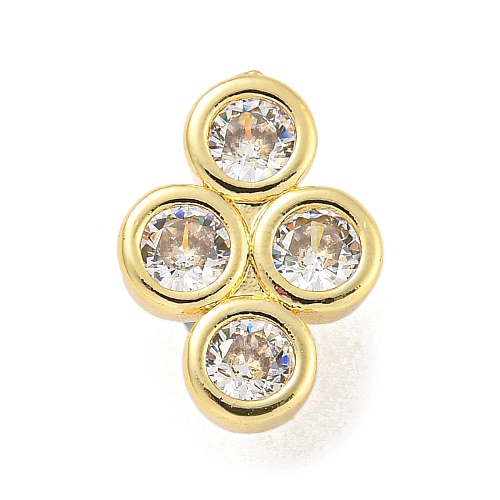 Brass Pave Clear Cubic Zirconia Slide Charms KK-Z072-15G-1