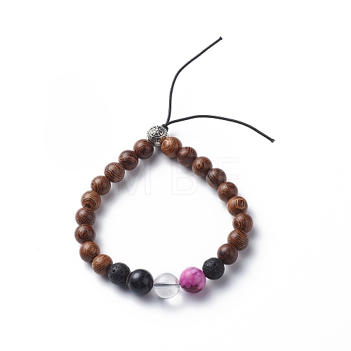 Wood Beads Stretch Bracelets Making BJEW-PH00009-04-1