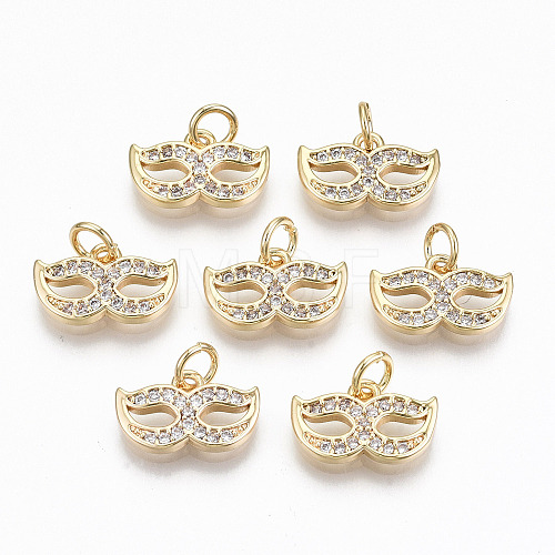 Brass Micro Pave Clear Cubic Zirconia Charms RJEW-T063-32G-NF-1