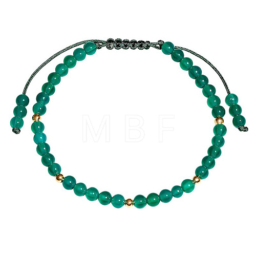 Natural Round Green Jade Braided Bead Bracelets XS5464-7-1