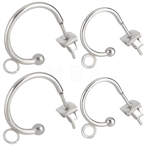 20Pcs 2 Size 304 Stainless Steel Half Hoop Earring Findings STAS-BBC0002-22-1
