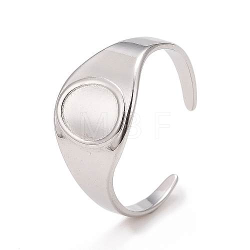 304 Stainless Steel Oval Chunky Open Cuff Ring for Women RJEW-C025-14P-1