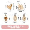 15Pcs 5 Style Brass Charms KK-FH0006-46-2