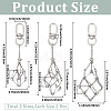 6Pcs 3 Styles Stainless Steel Braided Chain Macrame Pouch Empty Stone Holder Pendant Decorations HJEW-SC0003-05-2