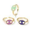 Brass Enamel Cuff Rings RJEW-H546-03-1