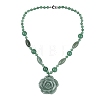 Natural Green Aventurine Flower Pendant Necklaces NJEW-N064-08I-3
