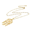 Woven Net/Web with Feather 304 Stainless Steel Pendant Necklaces for Women NJEW-G087-04G-3